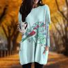 Новинка осени Iris Laevigata Print Plus Size Dress Women O'neck Long Sleeves Casual Pocket Dresses