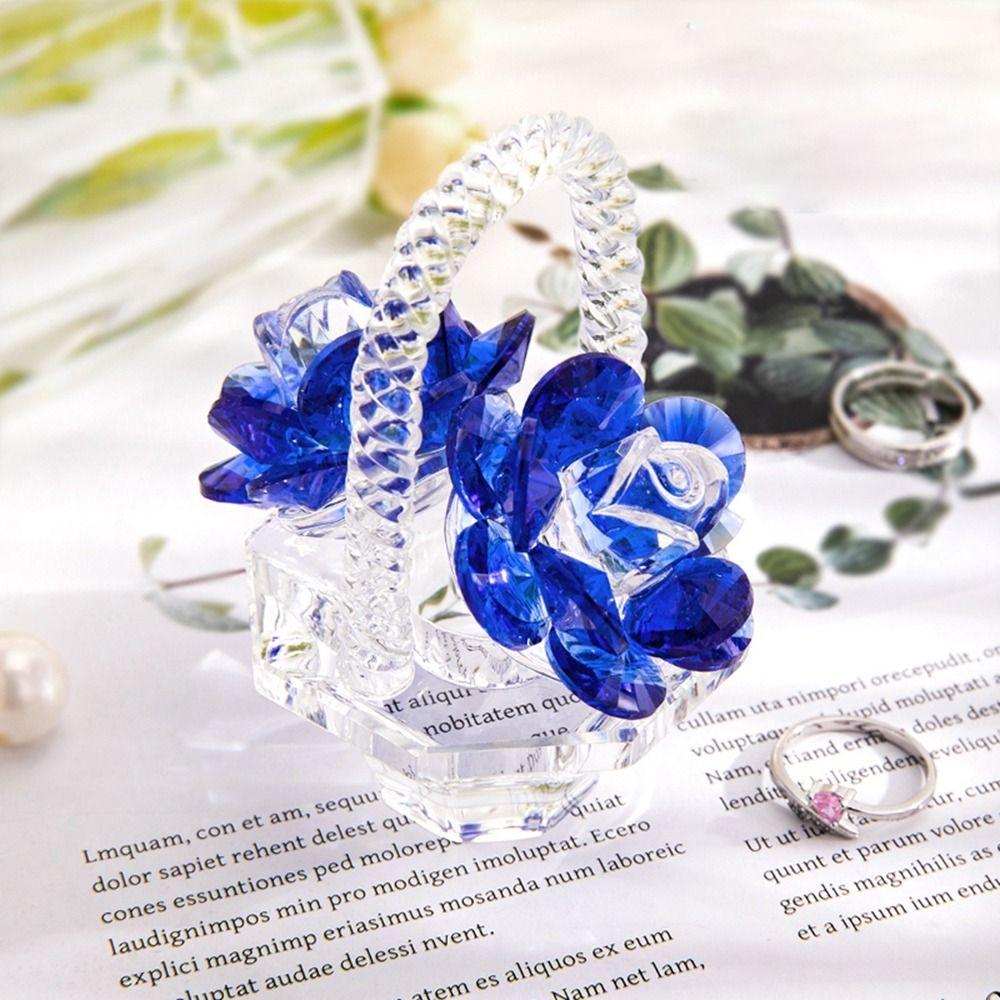 Кристальное искусство Кристальная корзина с цветами Фигурки Красивые украшения для автомобиля Туалетный столик