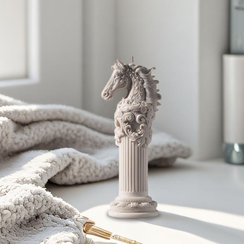Artistic Horse Sculpture Candle Making Mould Silicone Roman Column Base For Customes Scented Candle Crafting Project