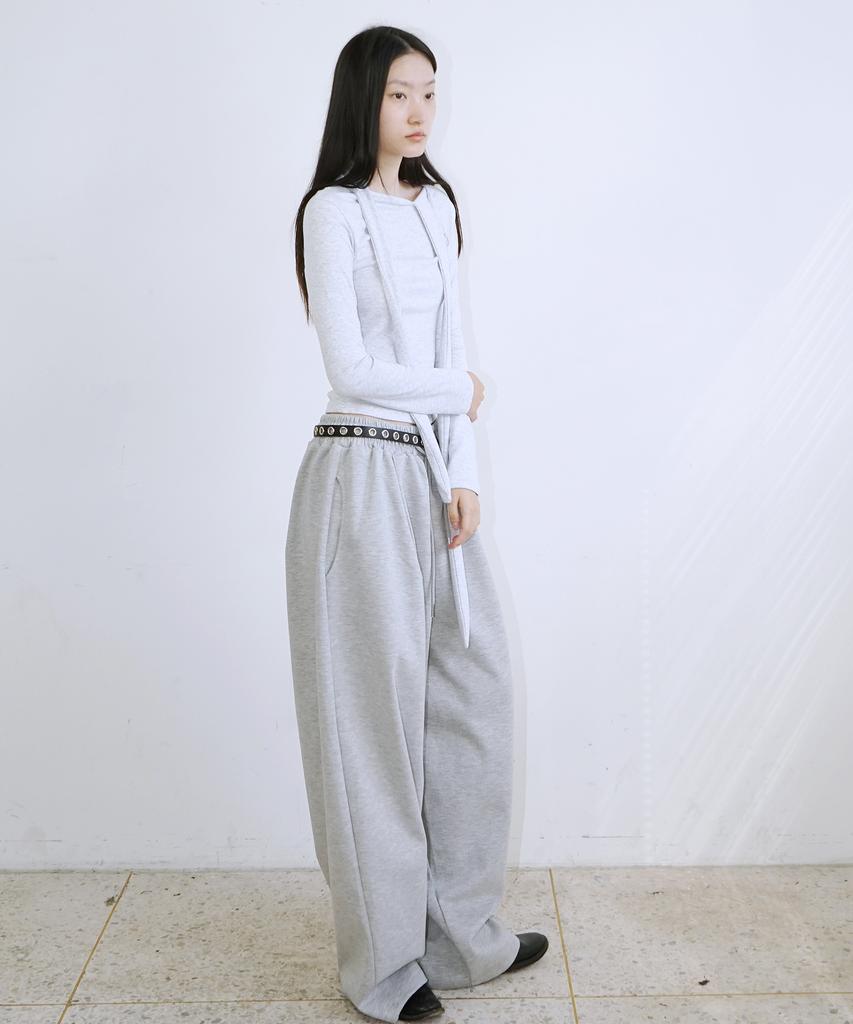 PROVO Scarf Long Sleeve T-Shirt / Gray