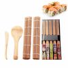 Bamboo Sushi Maker Set Sushi Rolling Mat Kits Sushi Curtain Blade Spoon and Chopsticks Set