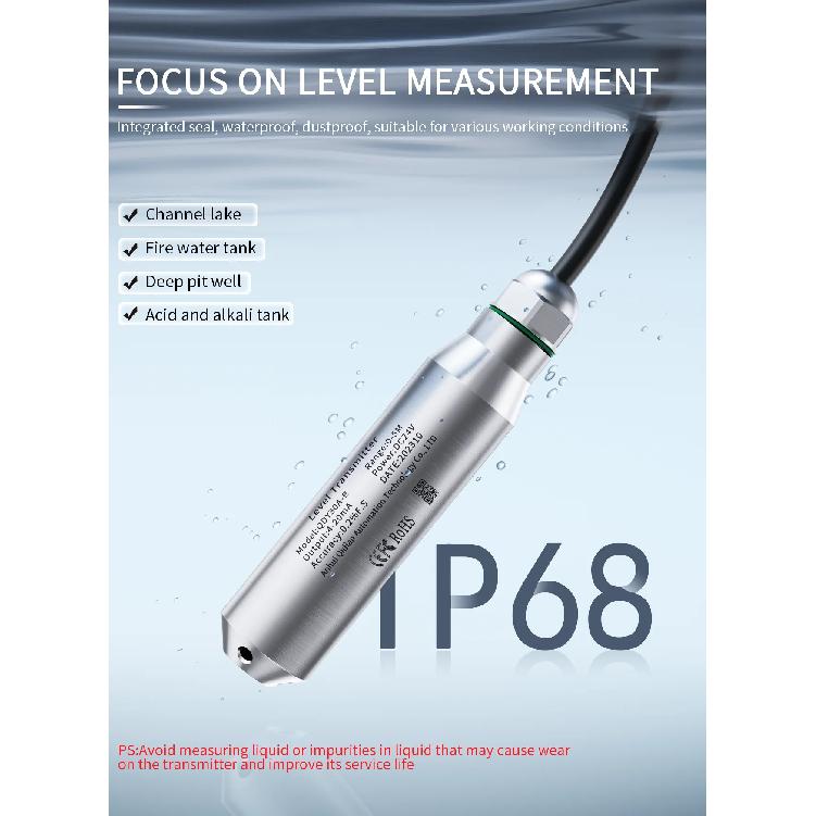 Water Level Sensor 4-20mA 0-10V 0-5V RS485 Water Level Transmitter 0-5m Liquid Level Sensor Transmitter 4-20mA Level Sensor