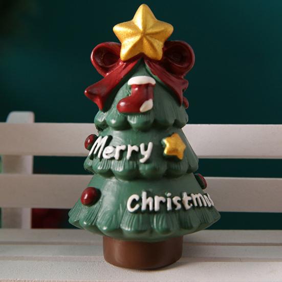 Christmas Miniature Figurines Mini Resin Santa Claus/Snowman/Tree/Bear/Rabbit Figurine 3D Cute Christmas Statue for Home Desk Decor Dollhouse