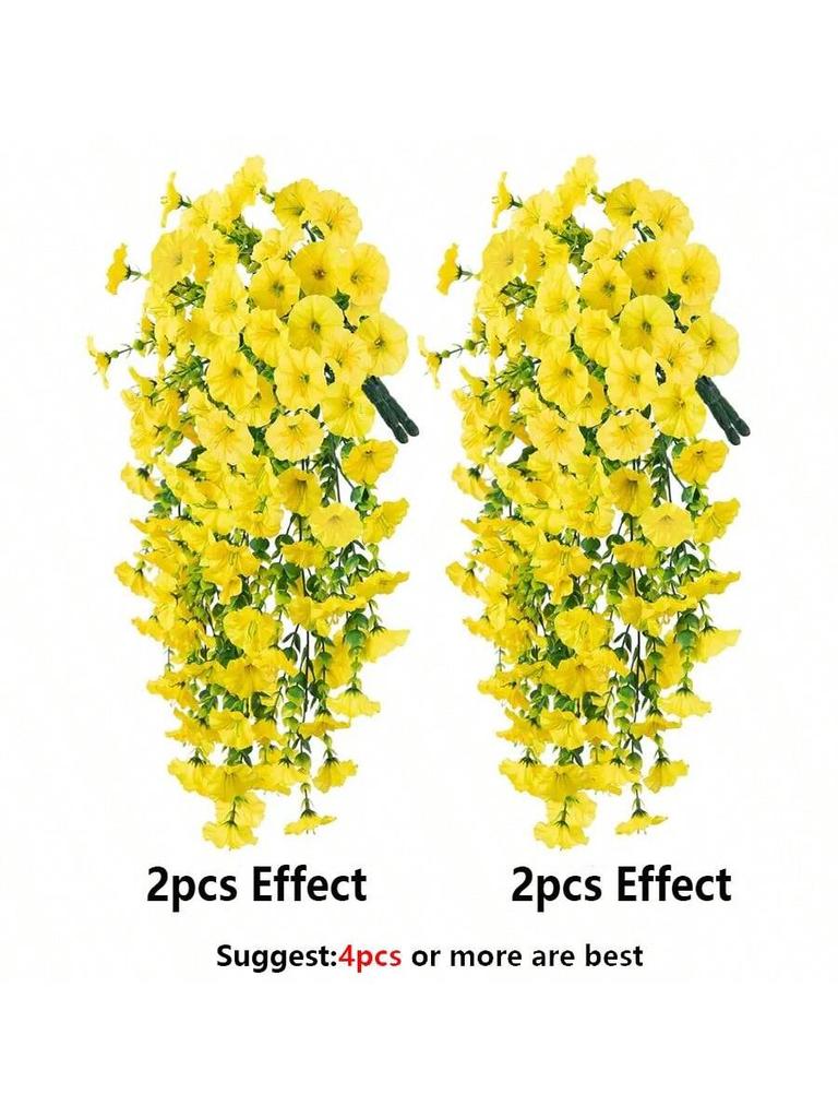 1/2pcs UV-Resistant Artificial Morning Glory & Eucalyptus Hanging Decor - Perfect For Home,Garden,Weddings Outdoor Decoration