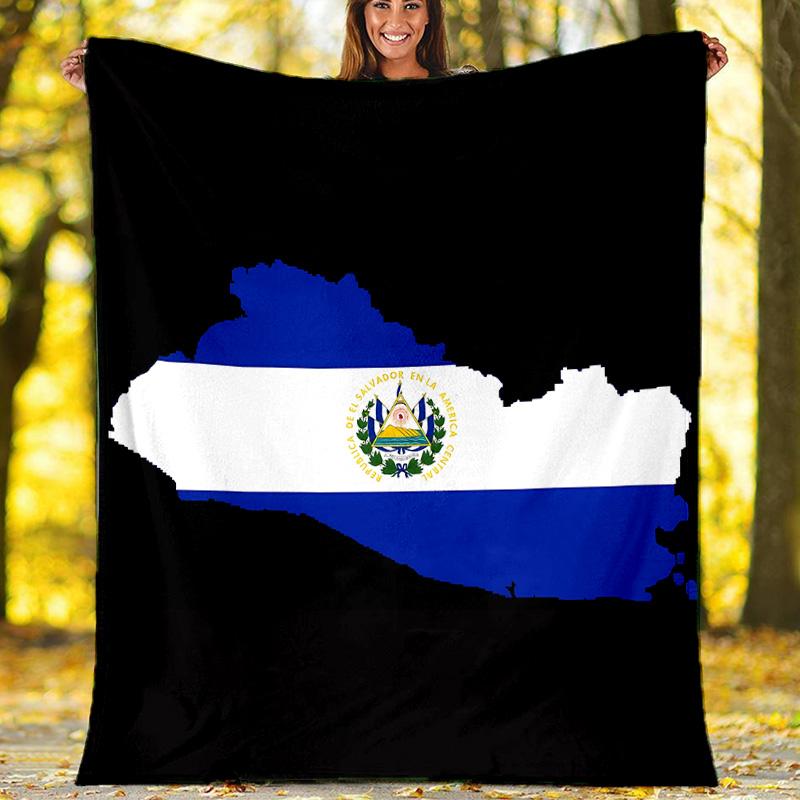 flag of El Salvador printed throw blanket—lightweight,soft,warm;versatile blanket for all seasons—perfect as &air-conditioning throw,nap blanket