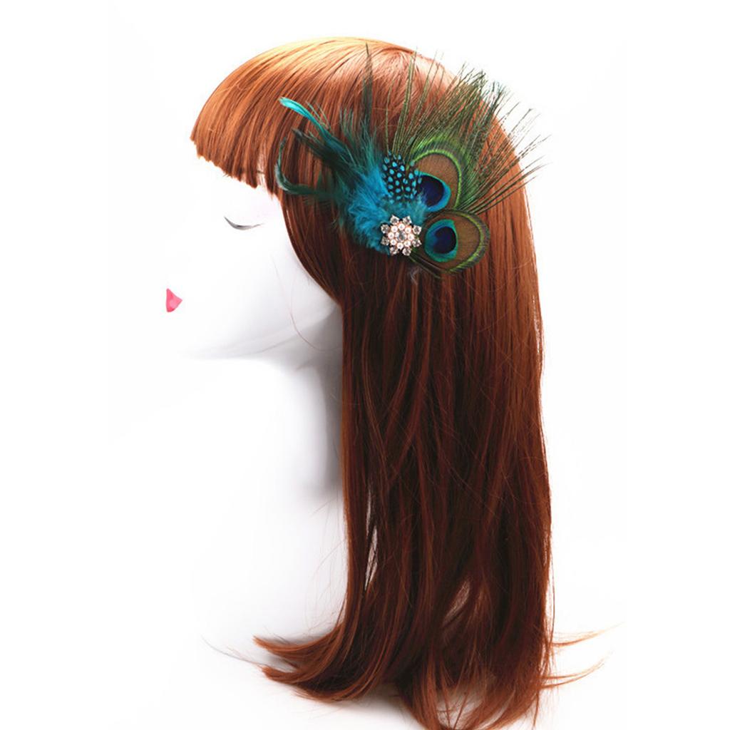 Tea Party Fascinator Hair Clip for Party Wedding Women Peacock Feather Fascinator Hair Pin Ethnic Style Church Headdress