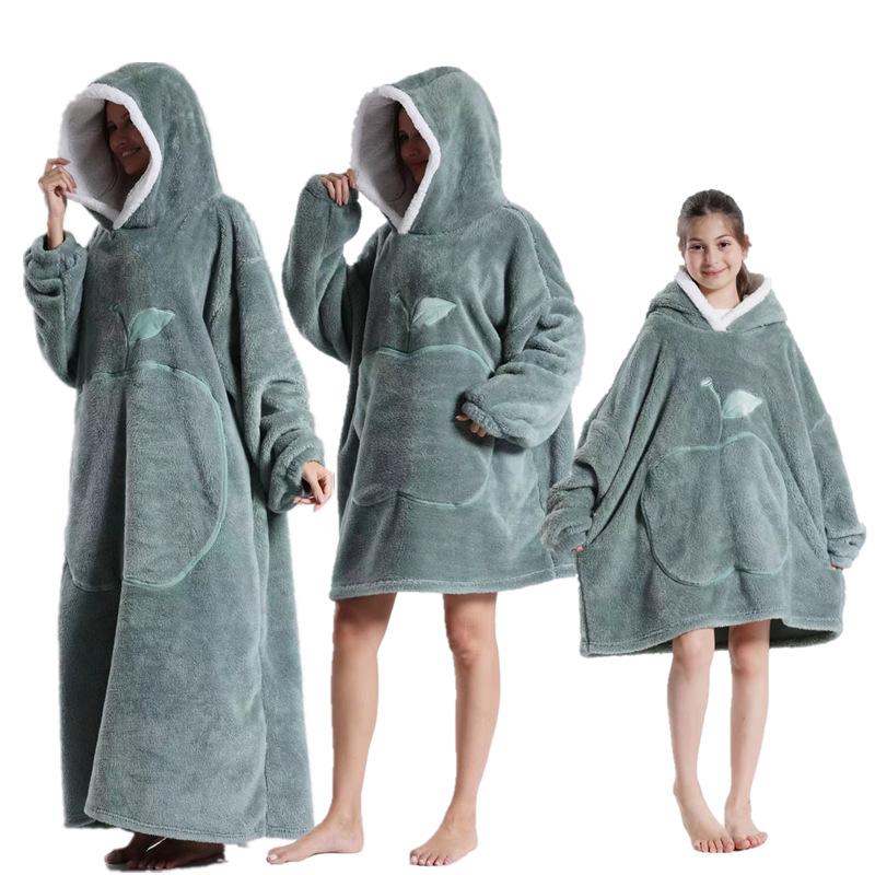 Зимний теплый флисовый халат с капюшоном для женщин, однотонный большой размер, рукава-одеяла, флисовые теплые толстовки с капюшоном, кофты, гигантское одеяло для телевизора, женский халат с капюшоном