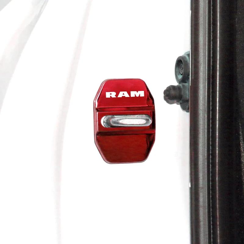 Stainless Steel Car Styling Door Lock Cover Decals for Dodge RAM Logo 2020 Door Stopper Protective Buckle Case Anti-rust Sticker QD1