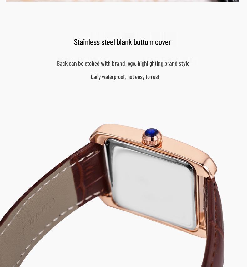 Кожаный ремешок Квадратные Кварцевые Парные Часы: Водонепроницаемый, Простой, Модный дизайн для мужчин и женщин