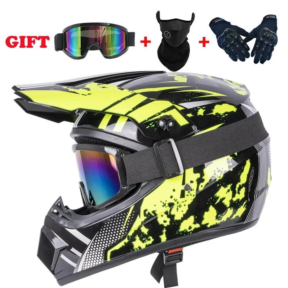 3 Gifts Full Face Motorcycle Helmet Off-road Motorbike Send Cross Capacete Motocross Casco Helmets Riding Motorcycle Helmet
