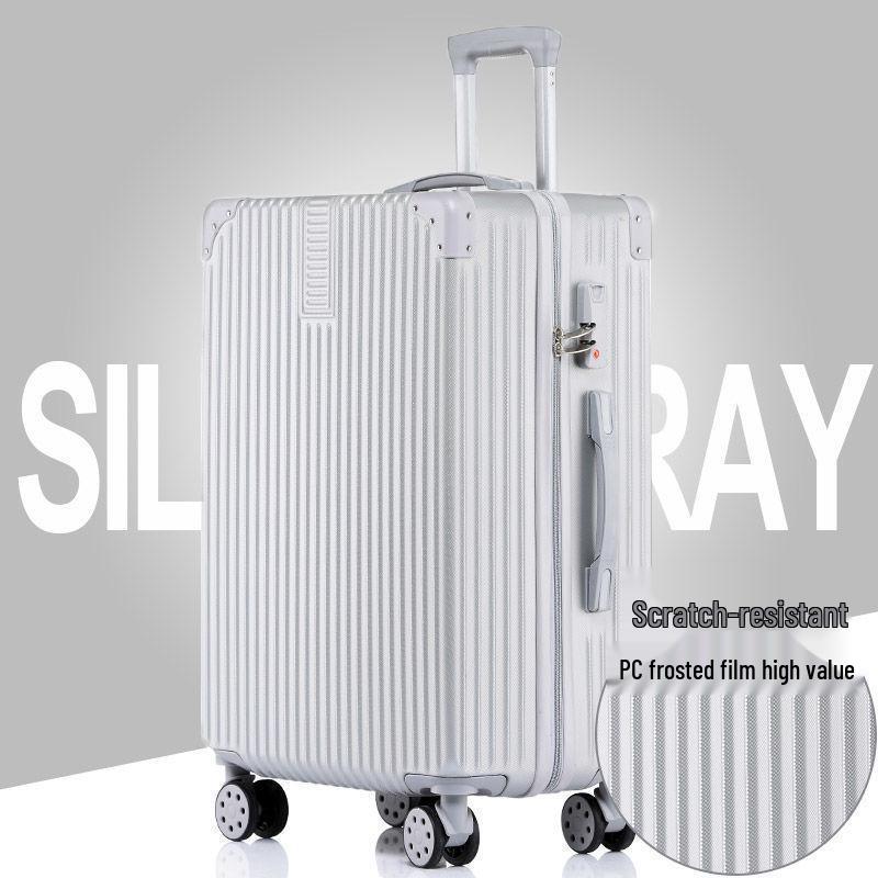 Унисекс чемодан для путешествий в корейском стиле: Универсальные колеса, Большая вместимость, Кожа, Кодовый замок, Алюминиевая рама