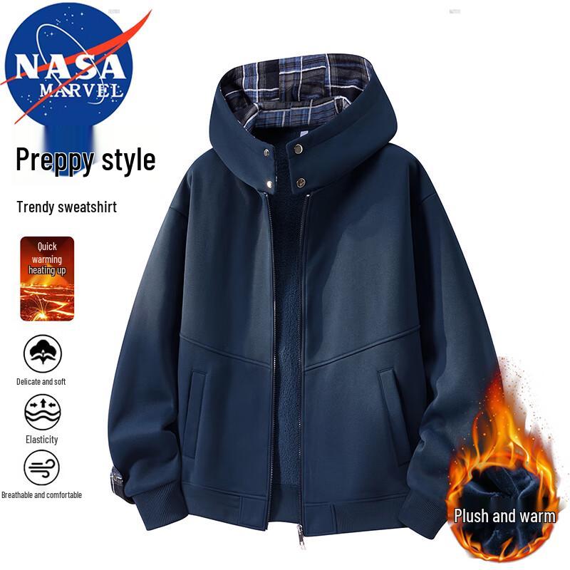 NASA MARVEL Men's Warm Fleece-Lined Zip-Up Hoodie