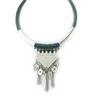 [N3588] - Silver Green 'Navajos' Designer Necklace