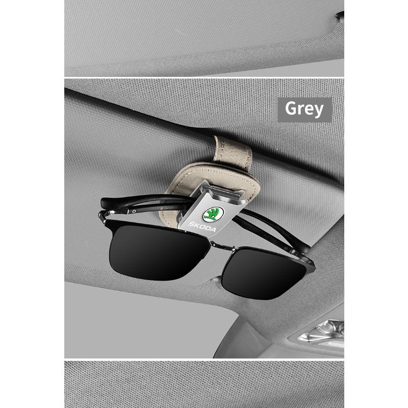 Автомобильный солнцезащитный козырек, коробка для очков, зажим для солнцезащитных очков, держатель для карт и билетов, подставка для Skoda Fabia Kodiaq Kamiq Superb Yeti Octavia Enyaq Rapid Karoq Derivati