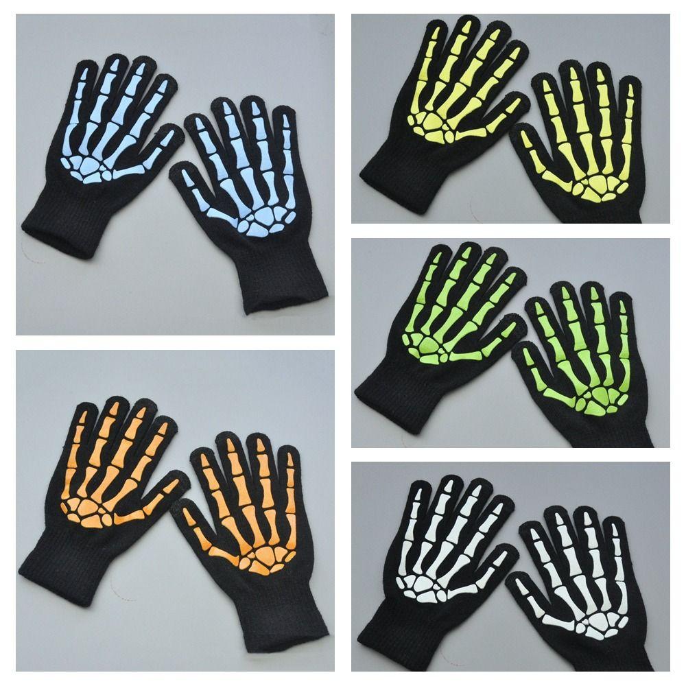 Thicken Luminous Skeleton Claw Gloves Full Finger Halloween Bone Claw Gloves  Cycling