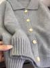 Women's 100% Pure Wool Knit Cardigan - Autumn/Winter Thick Lapel Outerwear in Solid Colors