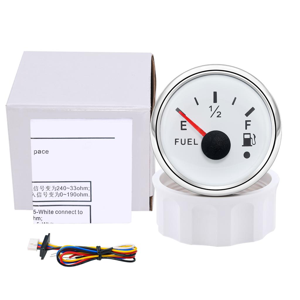 52mm Fuel Level Gauge 0-190ohm Fuel Meter With Alarm Function For Marine Boat Car Yacht 7 Color Backlight Oil Tank Indicator