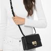 Michael Kors MK Хендрикс Логотип-буква Золотая пряжка Однотонный Французский Минималистичный Кожаный Сумка через плечо Сумка на плечо Женские сумки Черный 32F0G1HC0L-001