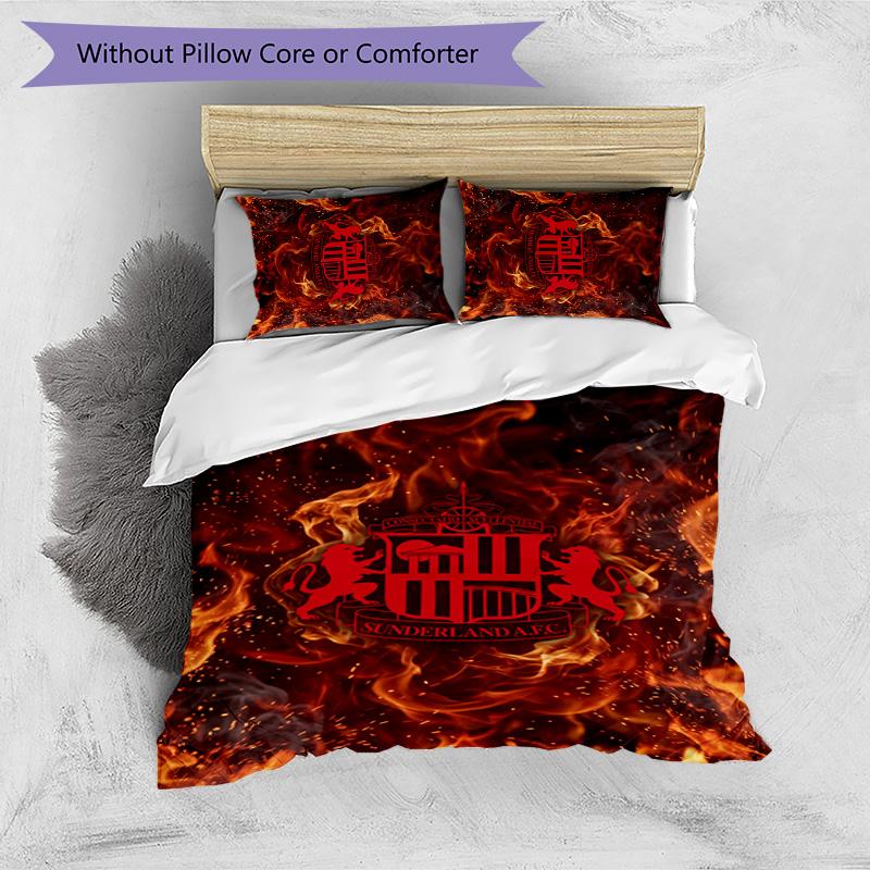 Sunderland Football Printed 3 Pieces Bedding Set, Comfortable Skin Friendly Bedroom Duvet Cover Set