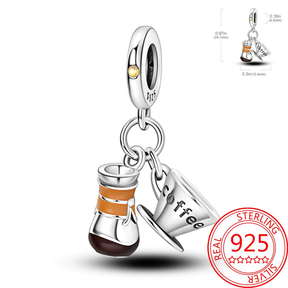 Delicious Food Copper Doughnut Cake Dessert Fruit Fine Wine Bead Pendant Fit Bracelet Necklac Boutique Jewelry Gift