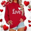 Женский повседневный пуловер с круглым вырезом и длинным рукавом с принтом ко Дню святого Валентина