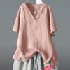 Women's Short Sleeve Cotton Linen Shirts Tunic Loose Large Ladies Tops and Blouses Casual White Shirt Clothes