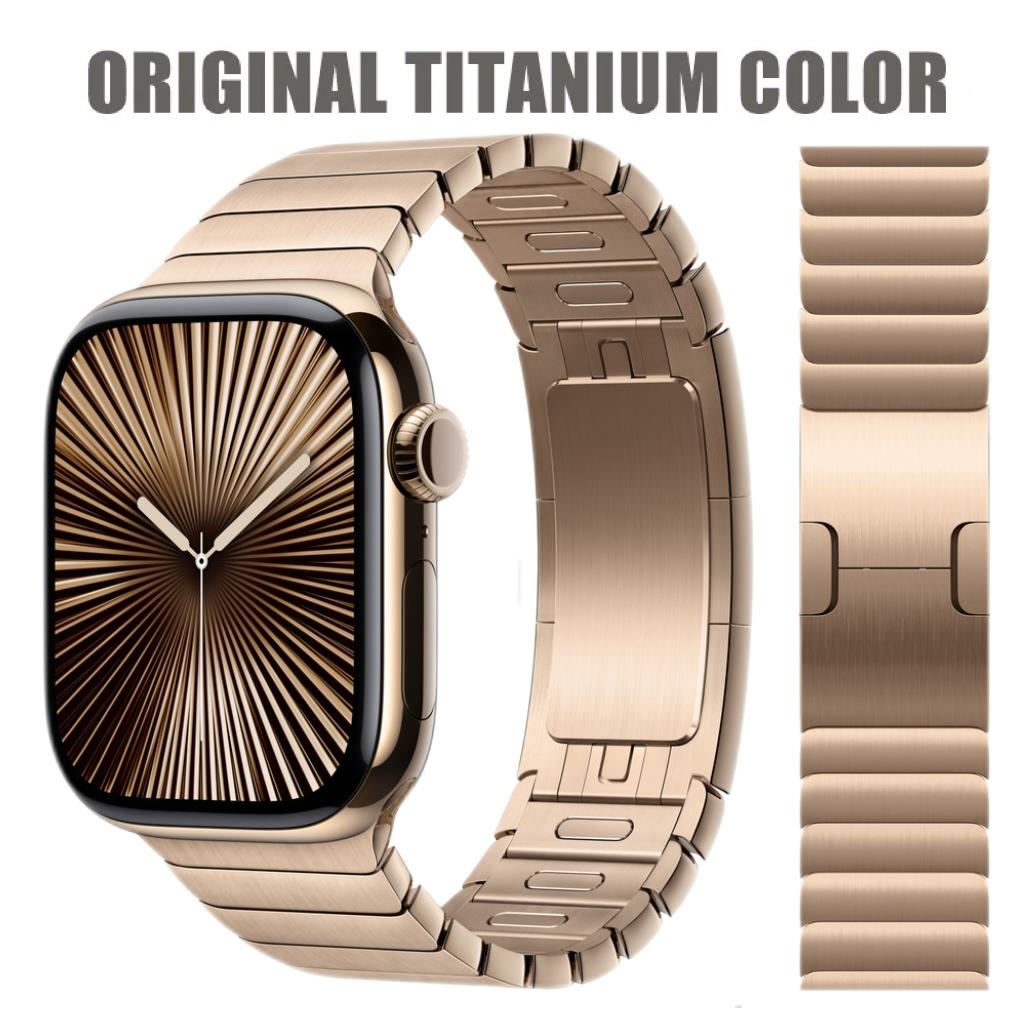 Ремешок из нержавеющей стали титанового цвета для Apple Watch Series 10 46 мм, роскошный браслет Band Link IWatch Ultra2 49 мм 45 мм 44 мм 42 мм 9 8 7 6 SE 5