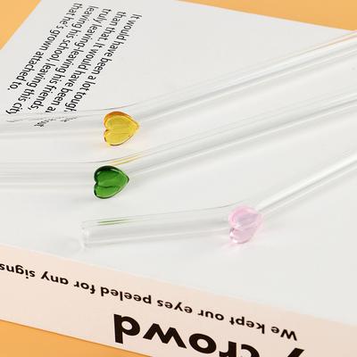 Стеклянная трубочка в форме сердца, многоразовые питьевые трубочки, симпатичная трубочка для фестиваля, вечеринки, свадьбы, коктейль-бара, пляжа
