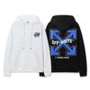 9095 Off-White 2025 Autumn and Winter New OW Blue Letter Arrow Pattern Men's and Women's Hooded Sweatshirt