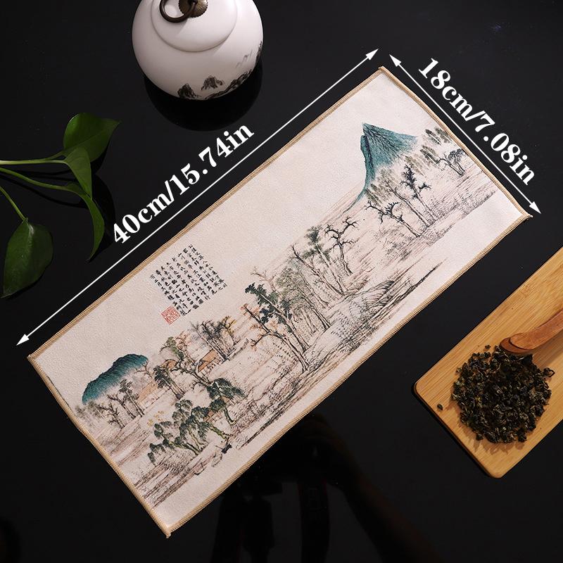 Chinese Super Absorbent High-end Tea Set Accessories Painted Thick Tea Towel