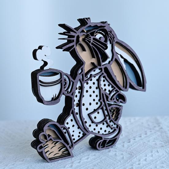 Пасхальный кролик украшение 3D деревянный кролик декор деревенский весенний кролик