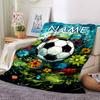 Custom Name Soccer Theme Printed Blanket - Perfect for Couch, Bed, Travel & Outdoor Use | Machine Washable, Cozy & Durable.
