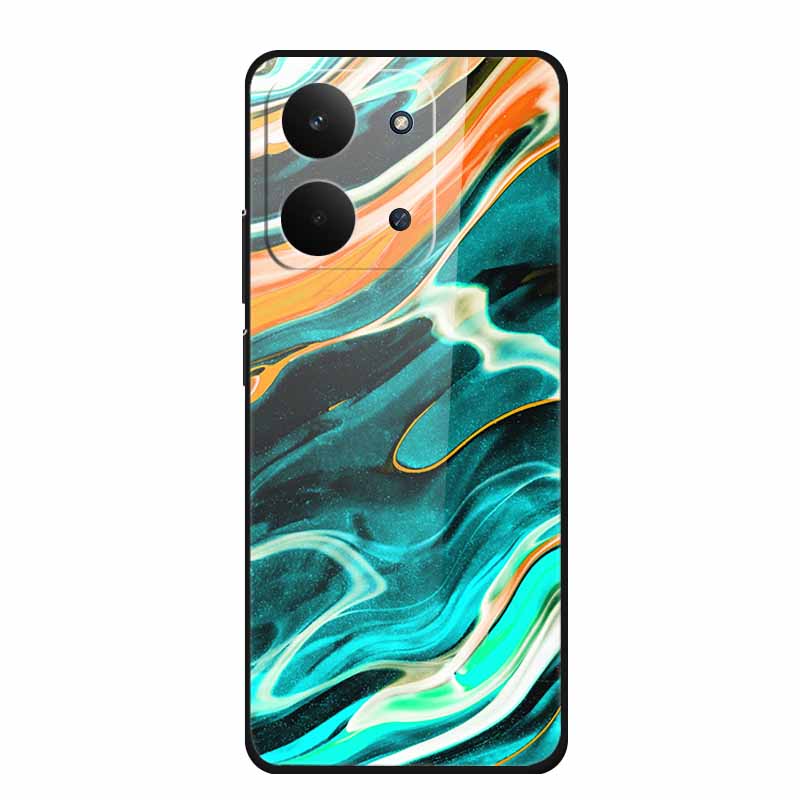 Закаленное Стекло Чехол Для Redmi 15C 4G Роскошный Мраморный Чехол для Телефона 6.9" Жесткая Задняя Крышка Мягкий Бампер Для Redmi 15 C Чехол Защитный Чехол