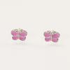 S925 silver needle small fresh fun cartoon temperament women's small stud earrings painting oil simple bow girl earrings