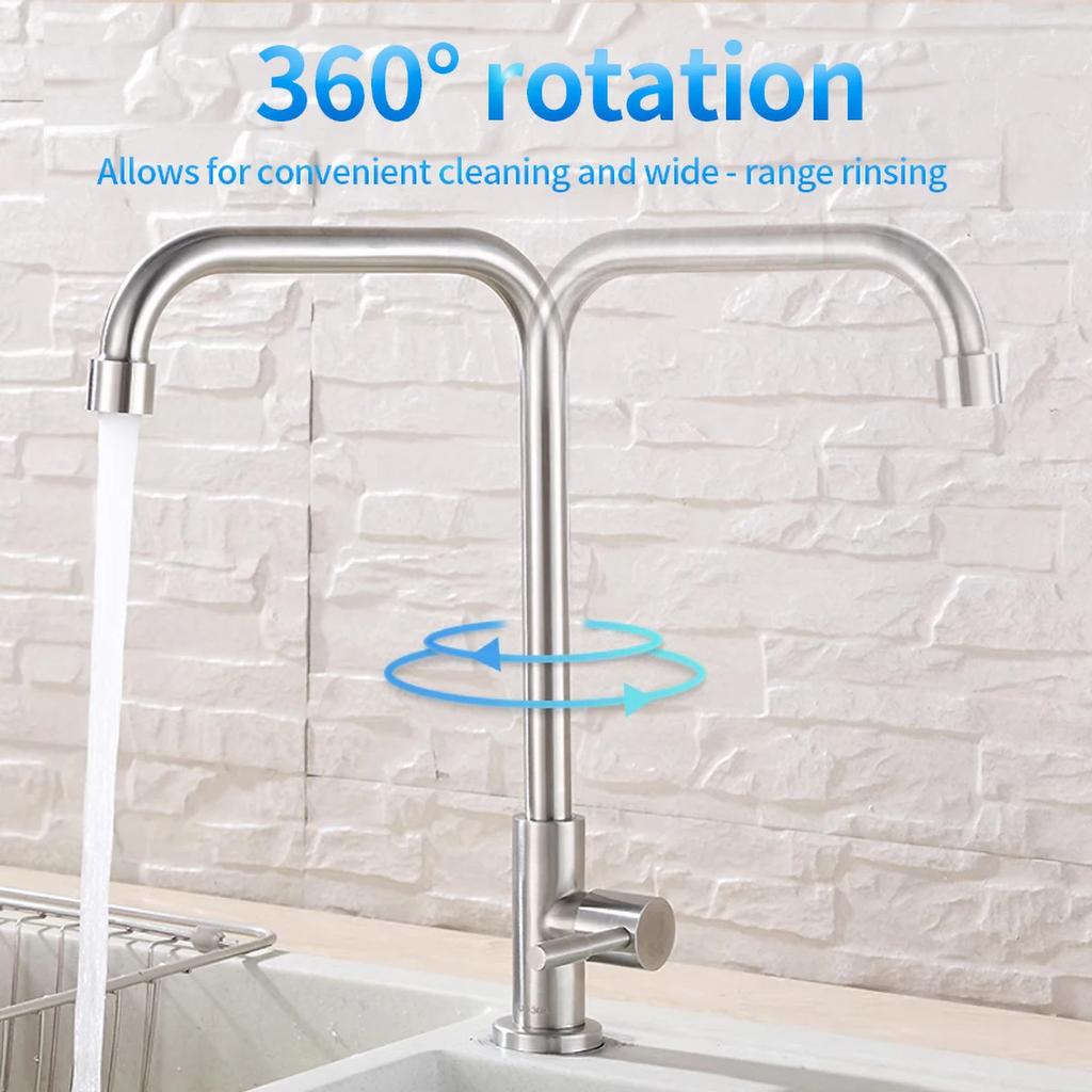 Kitchen Stainless Steel Matte Faucet Deck Sinks Universal Cold Hot Mixer Water Tap 360 Degree Swivel Kitchen Tap