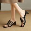 Fashion New Summer Slippers Open-toe Slippers for Women Fashion Square Toe High Heels Ladies Shoes Gladiator Shoes Slippers Sandals