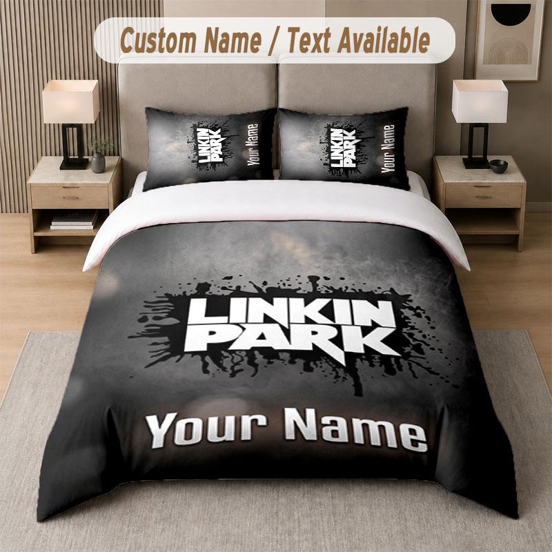 Постельное белье на заказ, рисунок Linkin Park, печать имени Текст 1 пододеяльник плюс 2 наволочки, домашний текстиль