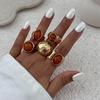 5pcs/7pcs Stackable Opening Rings Set Irregular Retro Metal Ring Chunky Smooth Rings  Daily Wear