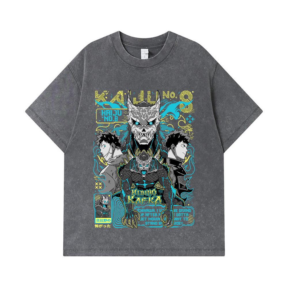 275 GSM Washed T-shirts 100% Cotton Kaiju No 8 V20 Kafka Print Unisex Heavy Cotton T Shirt