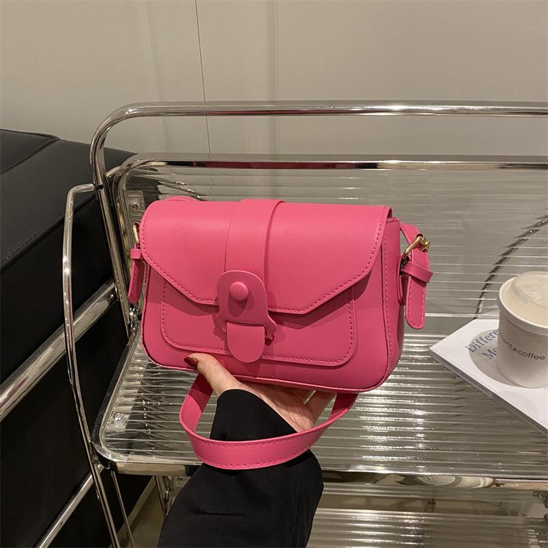 Solid Color Retro Bag Women's 2025 Super New Fashion Small Square Bag Foreign Style Shoulder Messenger Bag Casual Women's Bag