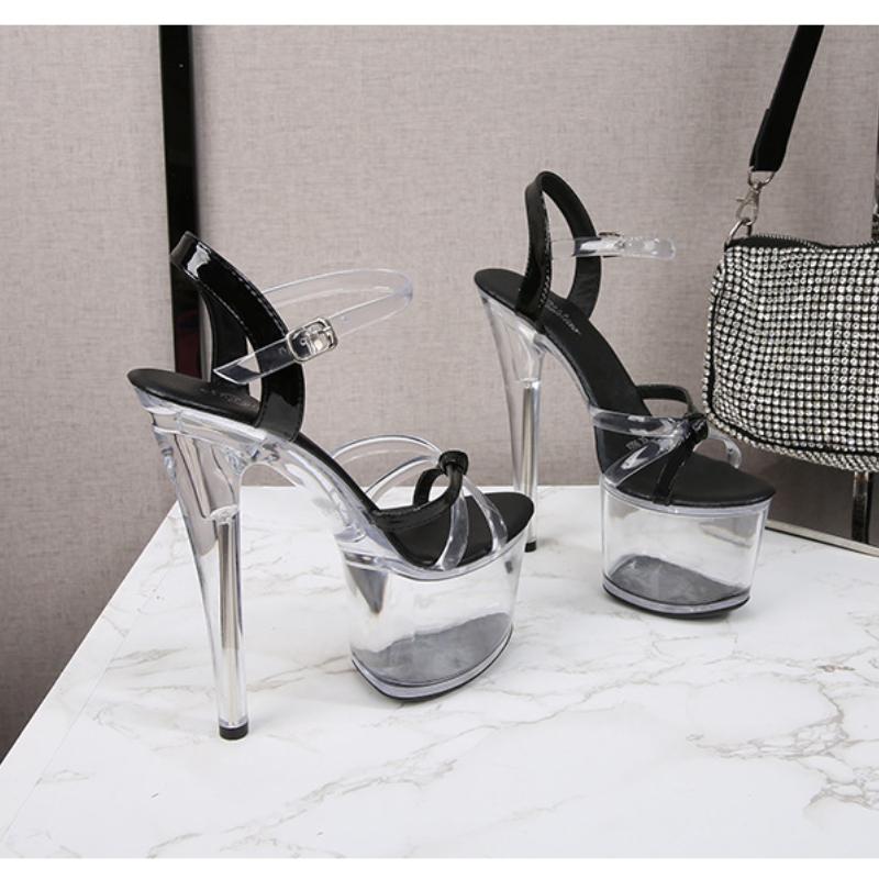 Женская обувь, женская обувь на шпильке, лакированные кожаные пикантные прозрачные модные сандалии с пряжкой, серия 181, каблук 16,5 см, платформа 7 см, LFD