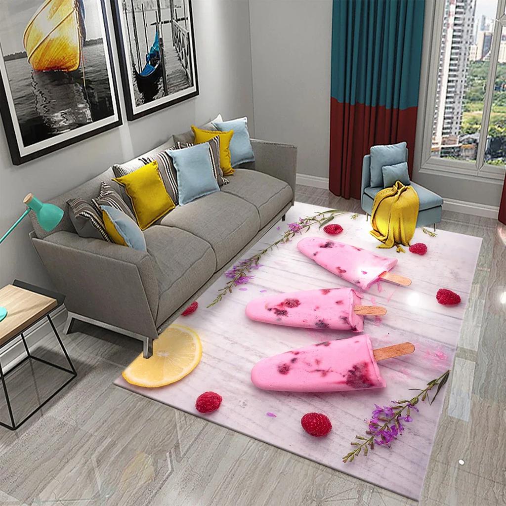 Ковер Мороженое Десертный Узор Коврики для Гостиной Детской Спальни Коврик для Веранды Кухонные Нескользящие Коврики Декор Прихожей Ковер