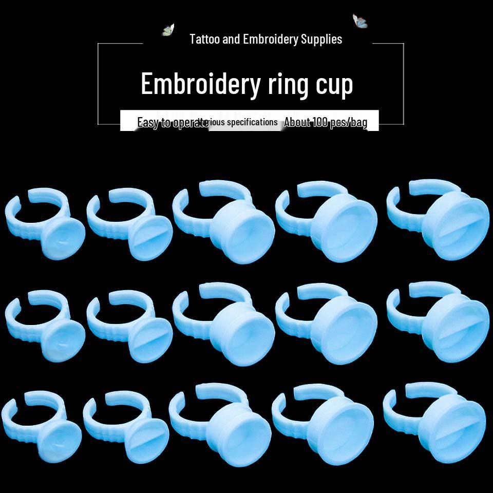 Blue Microblading Pigment Ring Cup and Eyelash Glue Tray