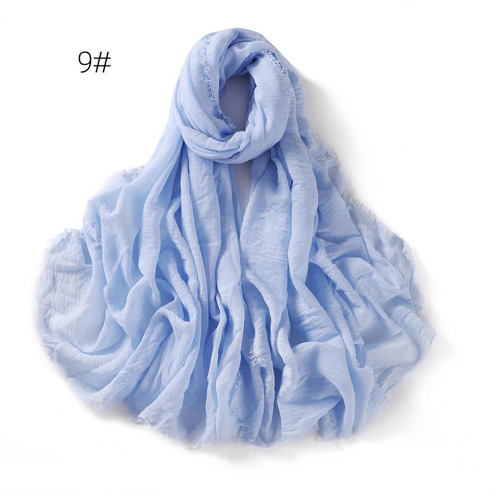 High-Quality Cotton Linen Gauze Scarf: Breathable, Encrypted Sunscreen, Four-Circle Fringe Shawl, Women's Malay Head Scarf