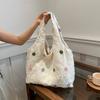 Korean Fairy Style Shoulder Bag Sweet Dopamine Lace Women's Bag Girls Large Capacity Underarm Bag Tote Bag