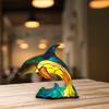 Colorful Stained Resin Animal Night Light Cat Horse Elephant Dolphin Lion Cock Owl Wolf Shape Table Lamp Home Decoration