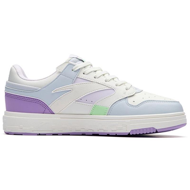 Anta Women Fabric Synthetic Leather Low Top Skate Shoes White Blue Purple 122238066-5