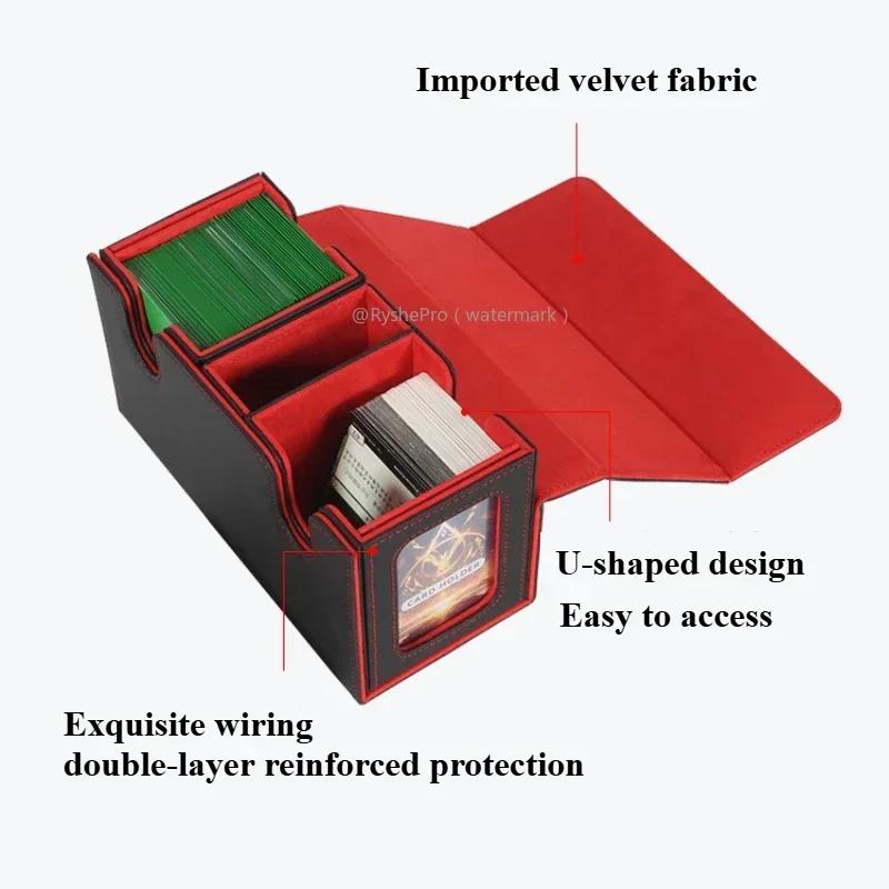Прочная коробка для хранения карт с лотком для кубиков. Дизайн 200+ карт с двойными рукавами для колоды MTG Commander с боковым лотком для карт.