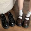 Черные туфли на платформе в британском стиле, женские, новые весенние туфли 2025 года, юбка, неглубокий вырез, туфли Мэри Джейн