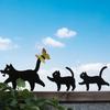 Yousheng Garden Cat Signs Metal Black Cat Silhouette Statues Bird Repellent Outdoor Decor Cat Mother And Kids Signs for Yard Lawn Decorations